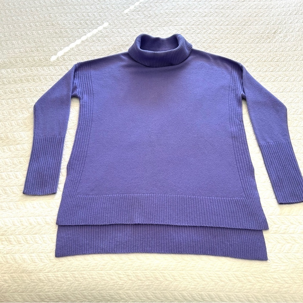 Diane Von Furstenberg High Neck Wool/Cashmere Lavender Tunic Sweater Size XS - Picture 5 of 14